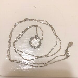 Elegant Silver tone Necklace with Crystal Pendant